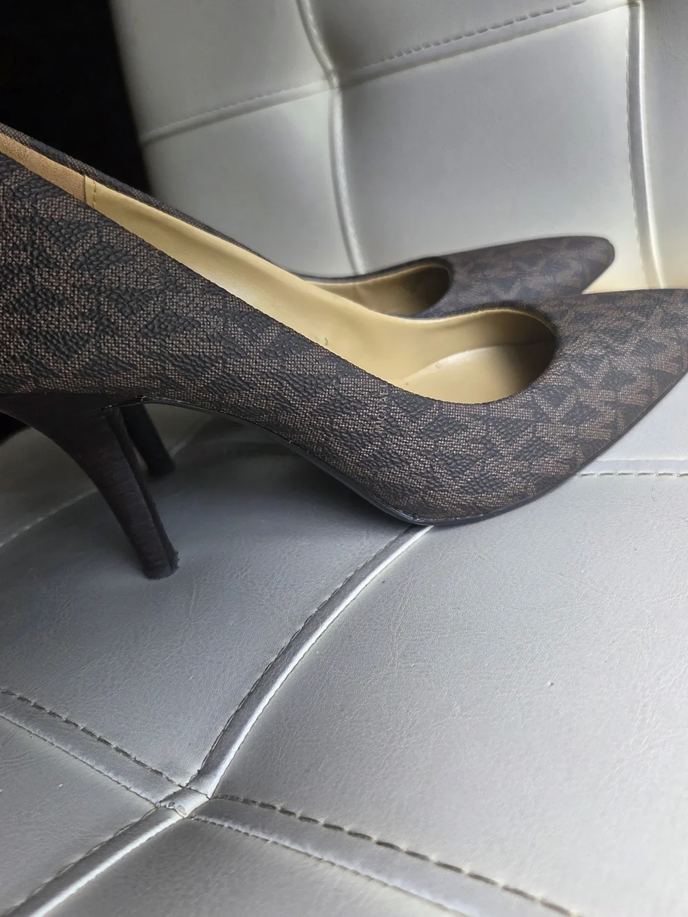 Michael Kors Brown Monogram Pointed-Toe Pumps